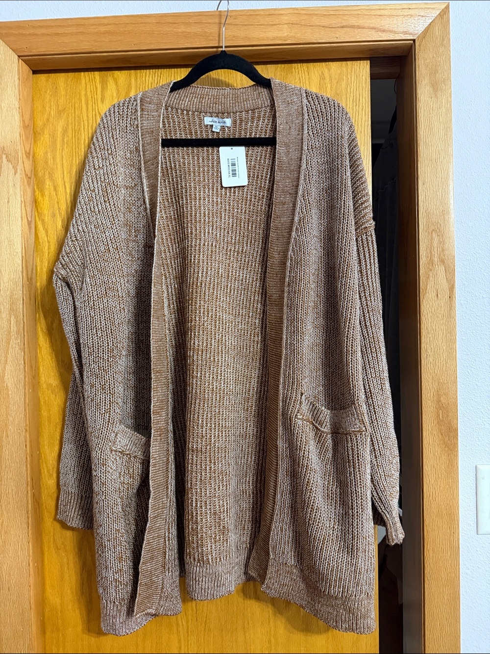 white birch Open-Front Knit Cardigan - Tan Brown